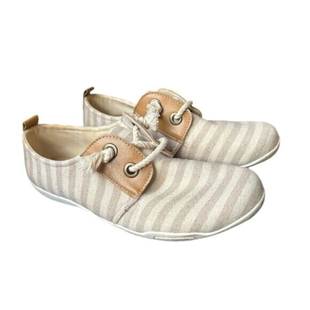 Ros Hommerson Womens Calypso Trainers Low Top Sneakers Shoes Sand/Cream Stripes